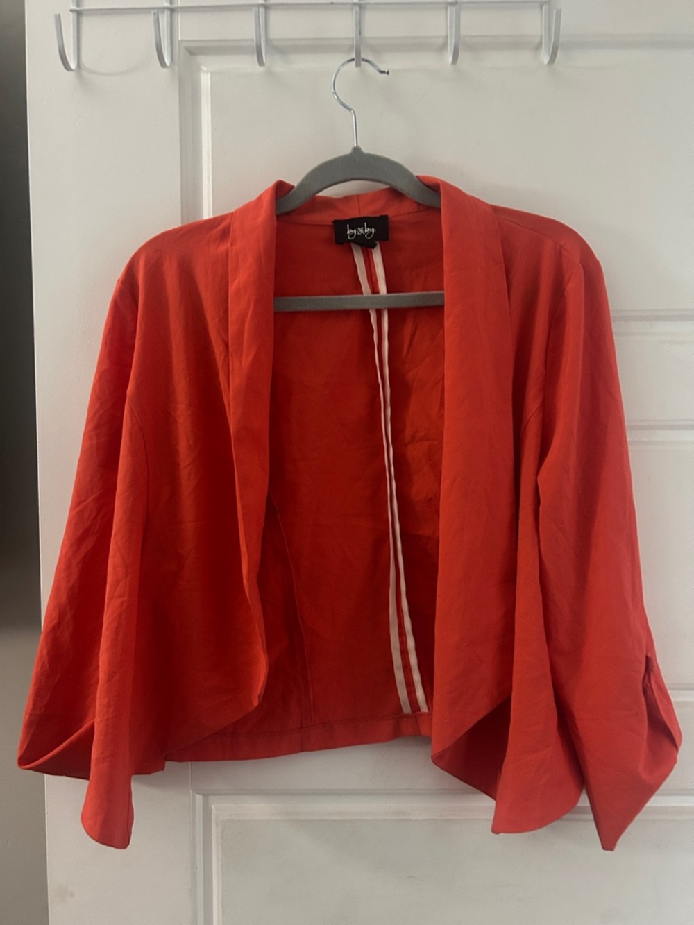 by bobo Open Front Red Cropped Jacket